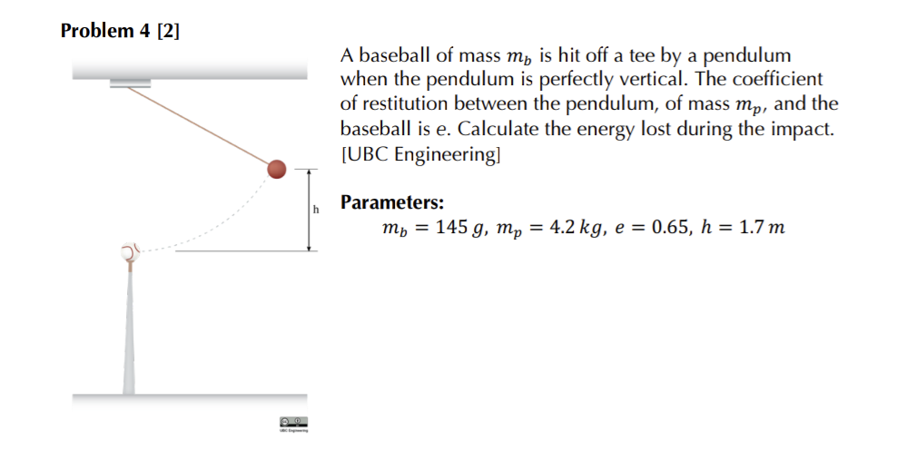 Solved Problem 4 [2] A baseball of mass mb is hit off a tee | Chegg.com