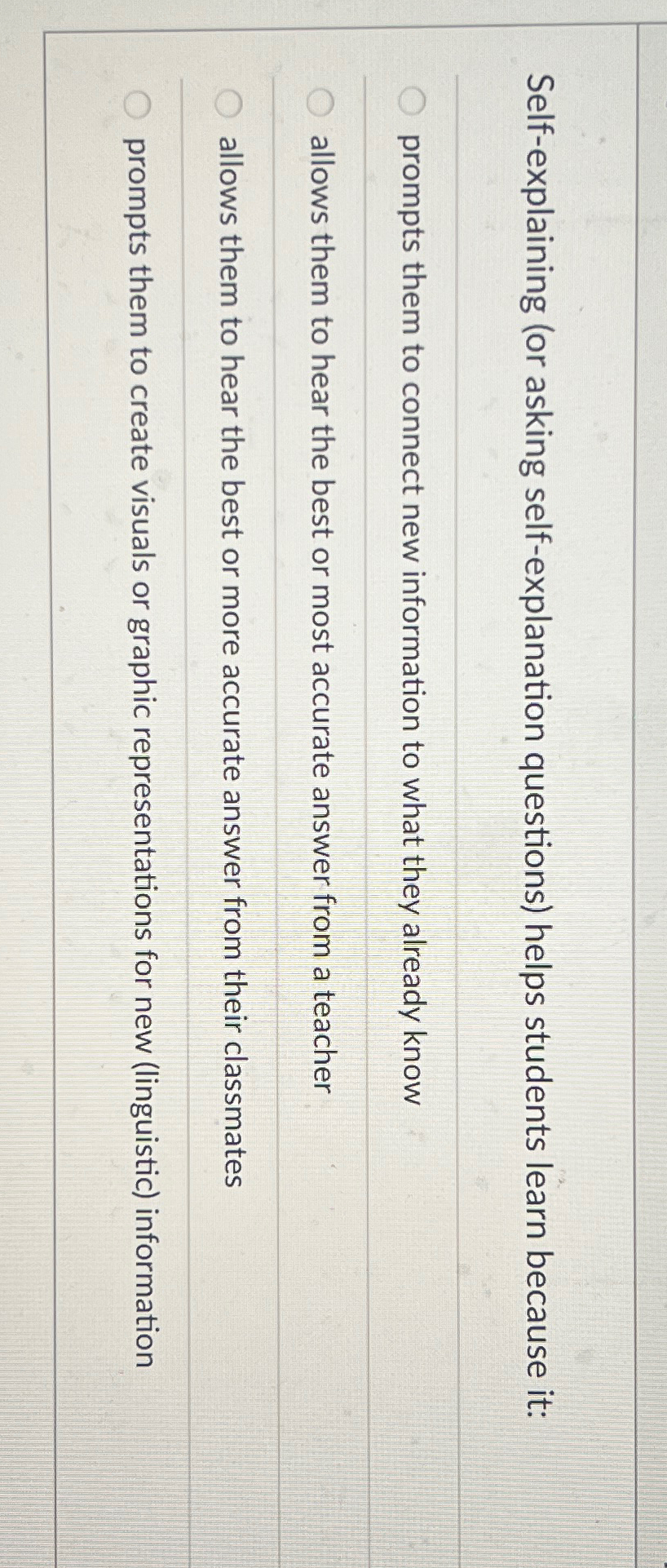 Solved Self-explaining (or asking self-explanation | Chegg.com
