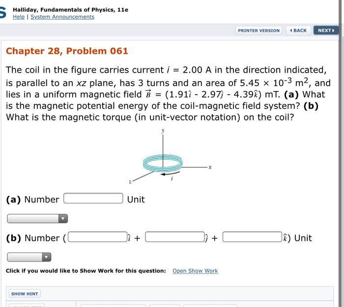 Solved Halliday, Fundamentals of Physics, 11e Help System | Chegg.com