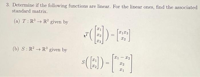 Solved 3. Determine if the following functions are linear. | Chegg.com