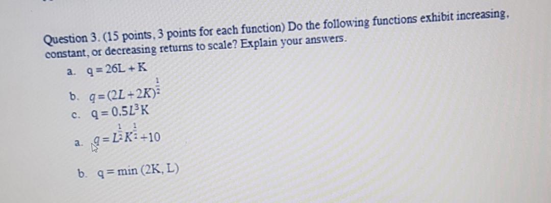 Solved Question 3. (15 points. 3 points for each function) | Chegg.com