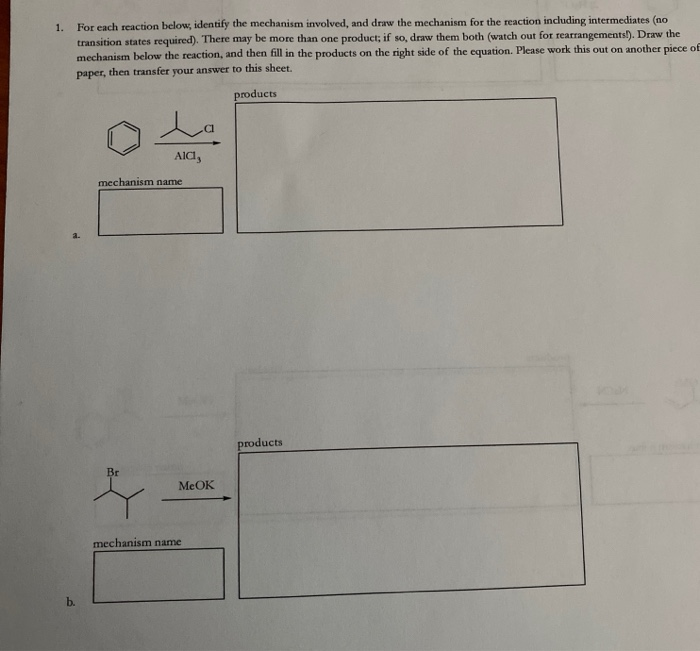 Solved: 1. For Each Reaction Below, Identify The Mechanism... | Chegg.com