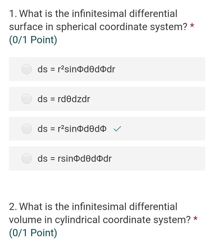 Solved 1. What is the infinitesimal differential surface in | Chegg.com