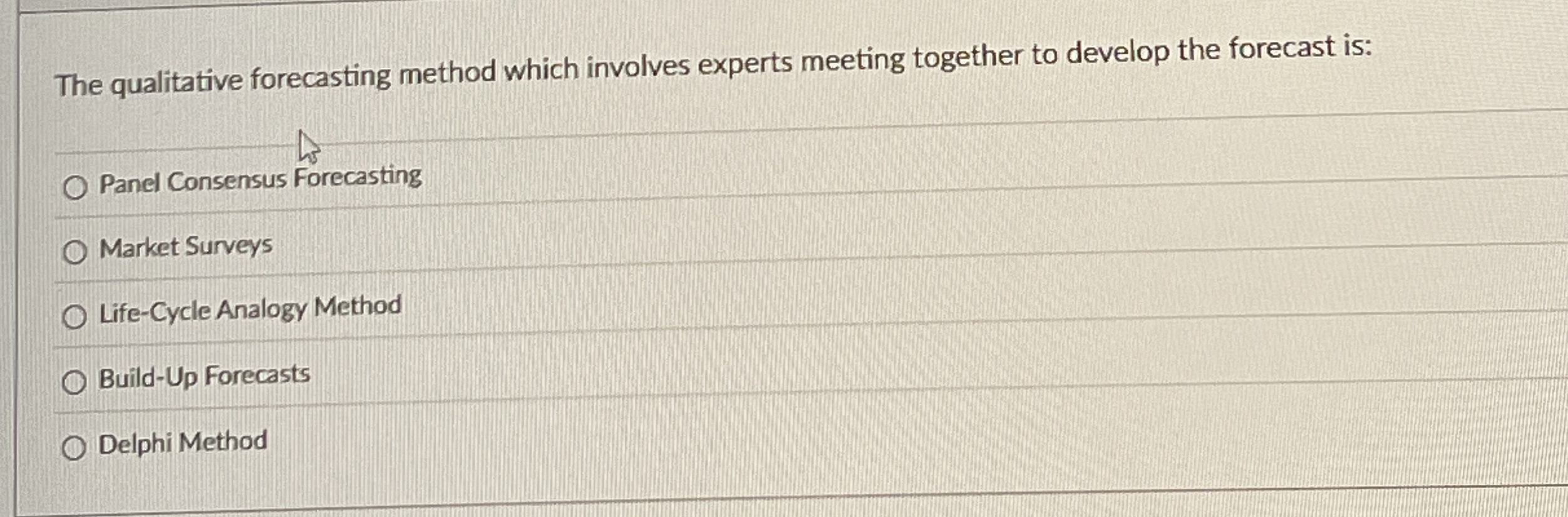 Solved The qualitative forecasting method which involves | Chegg.com
