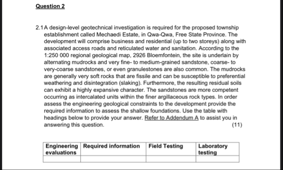 Solved Question 22.1 ﻿A design-level geotechnical | Chegg.com
