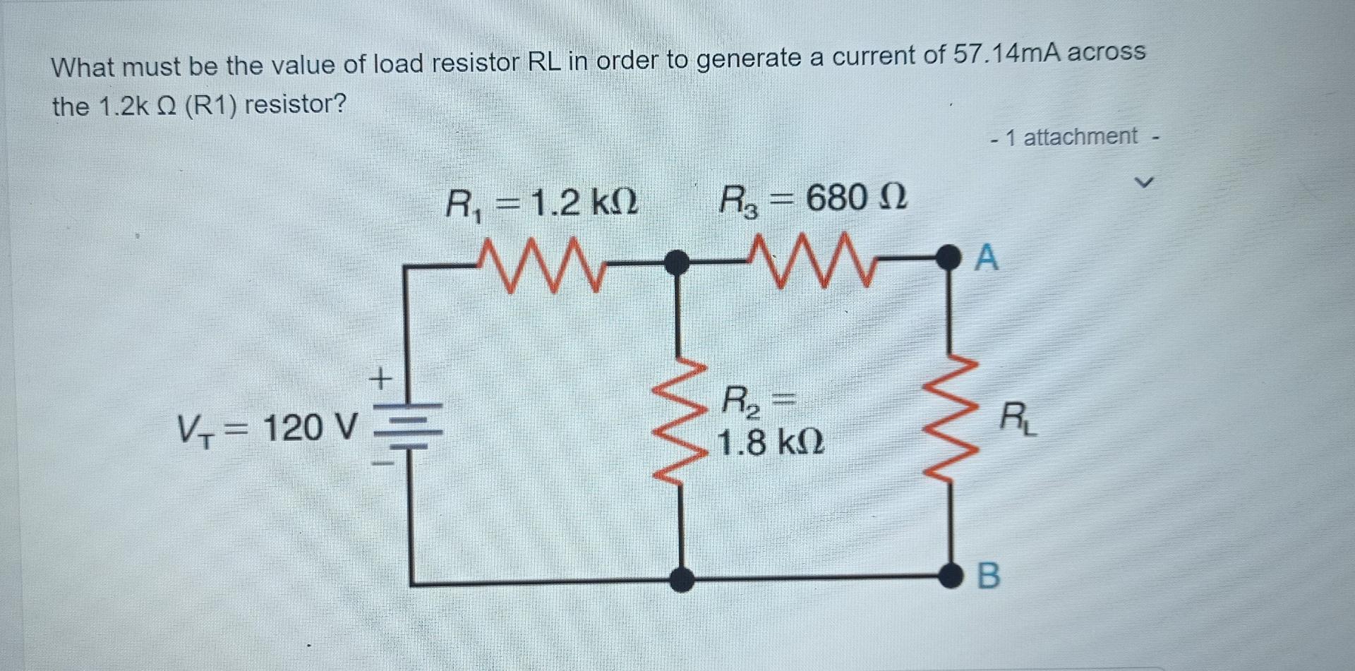Solved What must be the value of load resistor RL in order | Chegg.com