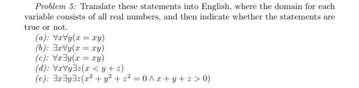 Solved Problem 5: Translate these statements into English, | Chegg.com