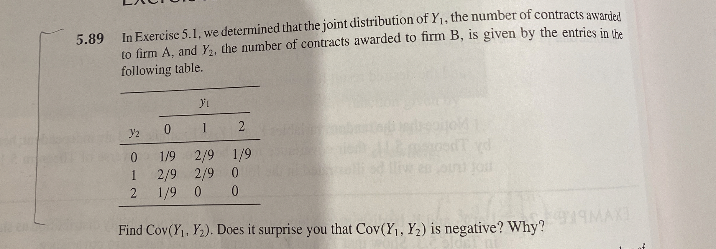 5.89 ﻿In Exercise 5.1, ﻿we determined that the joint
