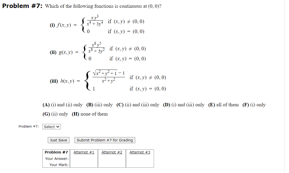 Solved Problem #7: Which of the following functions is | Chegg.com