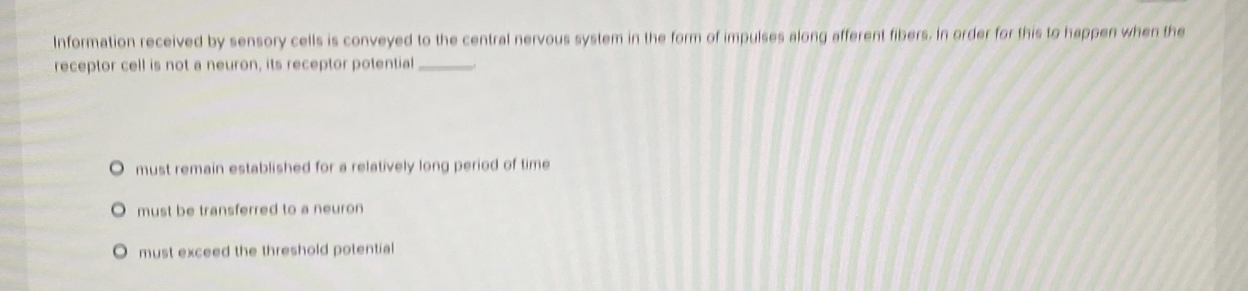 Solved Information Received By Sensory Cells Is Conveyed To 