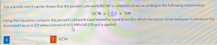 Solved For a tensile test it can be shown that the percent | Chegg.com