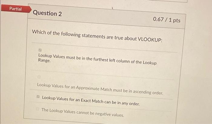 Solved Partial Question 2 0.67 / 1 pts Which of the | Chegg.com