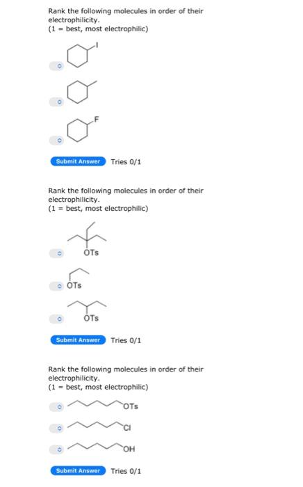 Solved Rank the following molecules in order of their | Chegg.com