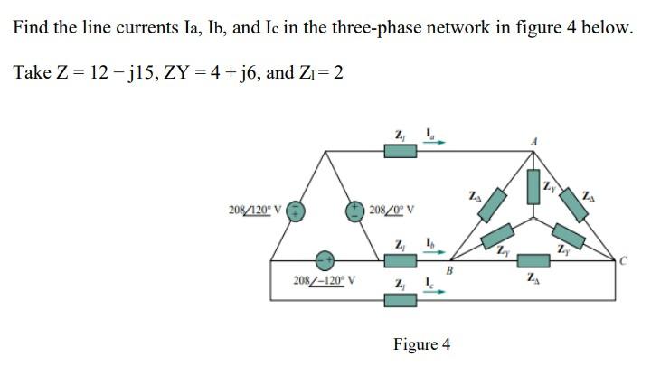 Solved Find the line currents la, Ib, and Ic in the | Chegg.com