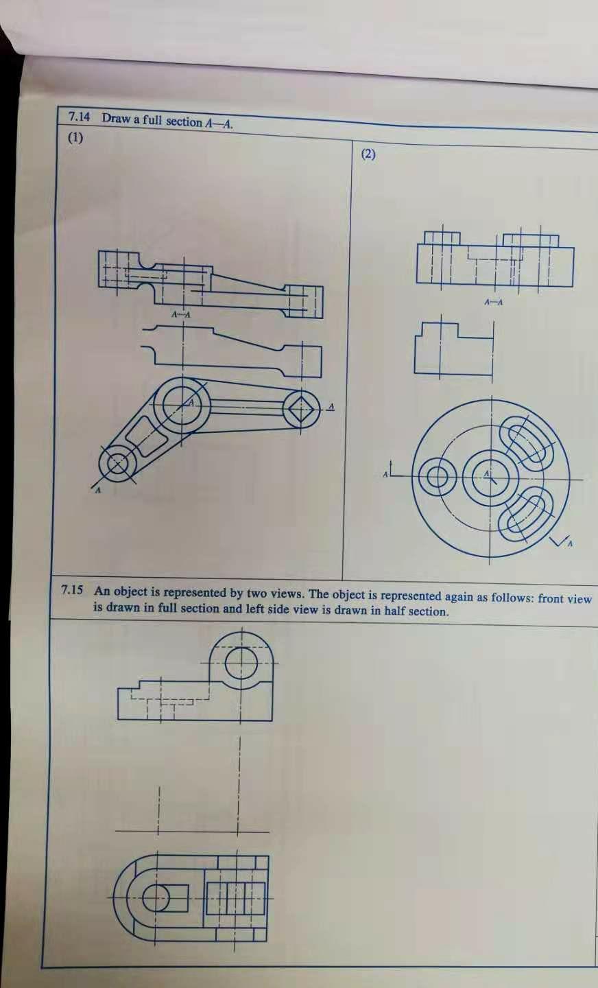 Solved 7.14 Draw a full section A-A. (2) AA A 7.15 An object | Chegg.com