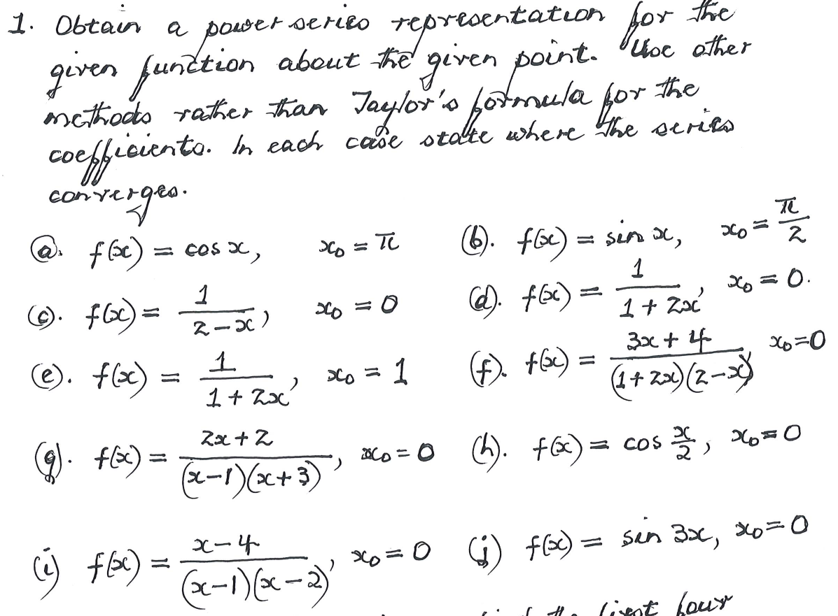 Solved Obtain a power series representation for the given | Chegg.com