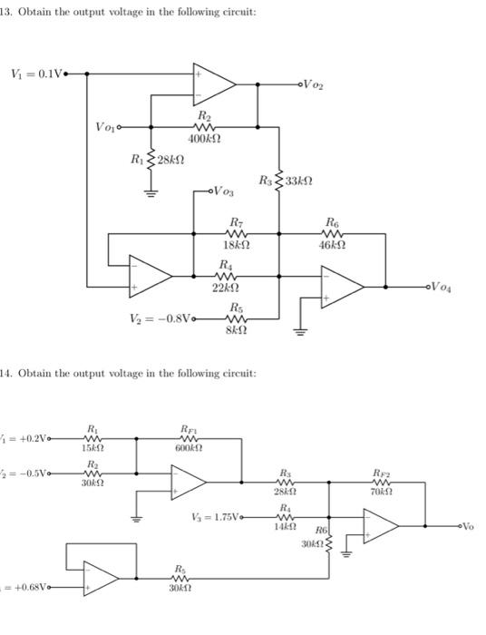 Solved 13. Obtain the output voltage in the following | Chegg.com