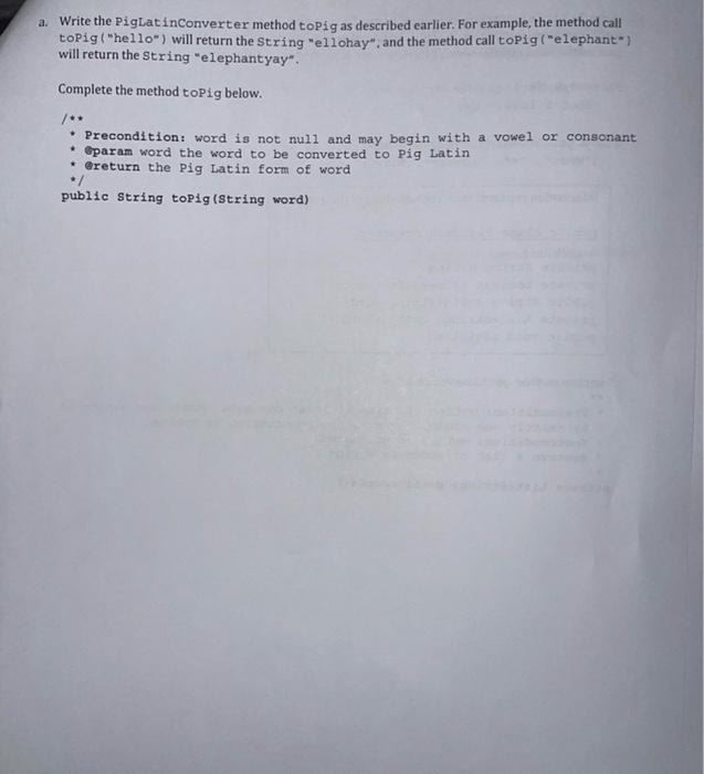 Solved Free Response Practice Pig Latin is a made-up | Chegg.com