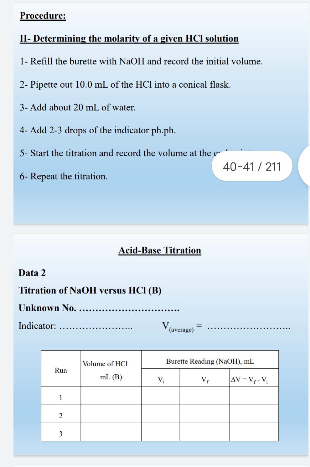 Solved Experiment 3 Acid-Base Titration Aims: 1. | Chegg.com