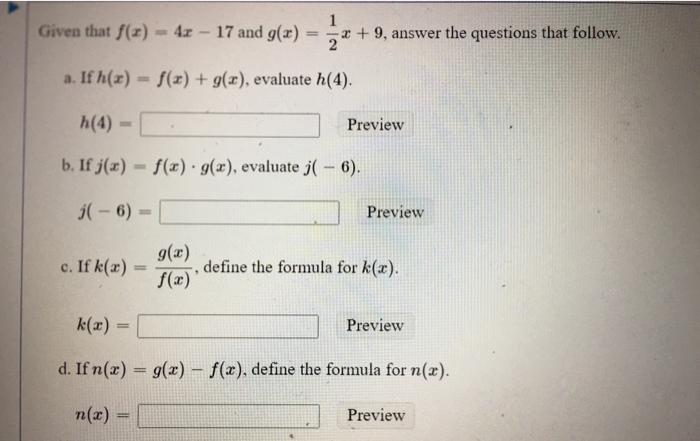 Solved Given That F X 4r 17 And G X 1 9 Answer Chegg Com