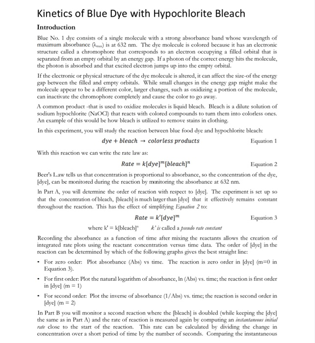 Solved of Blue Dye with Hypochlorite Bleach