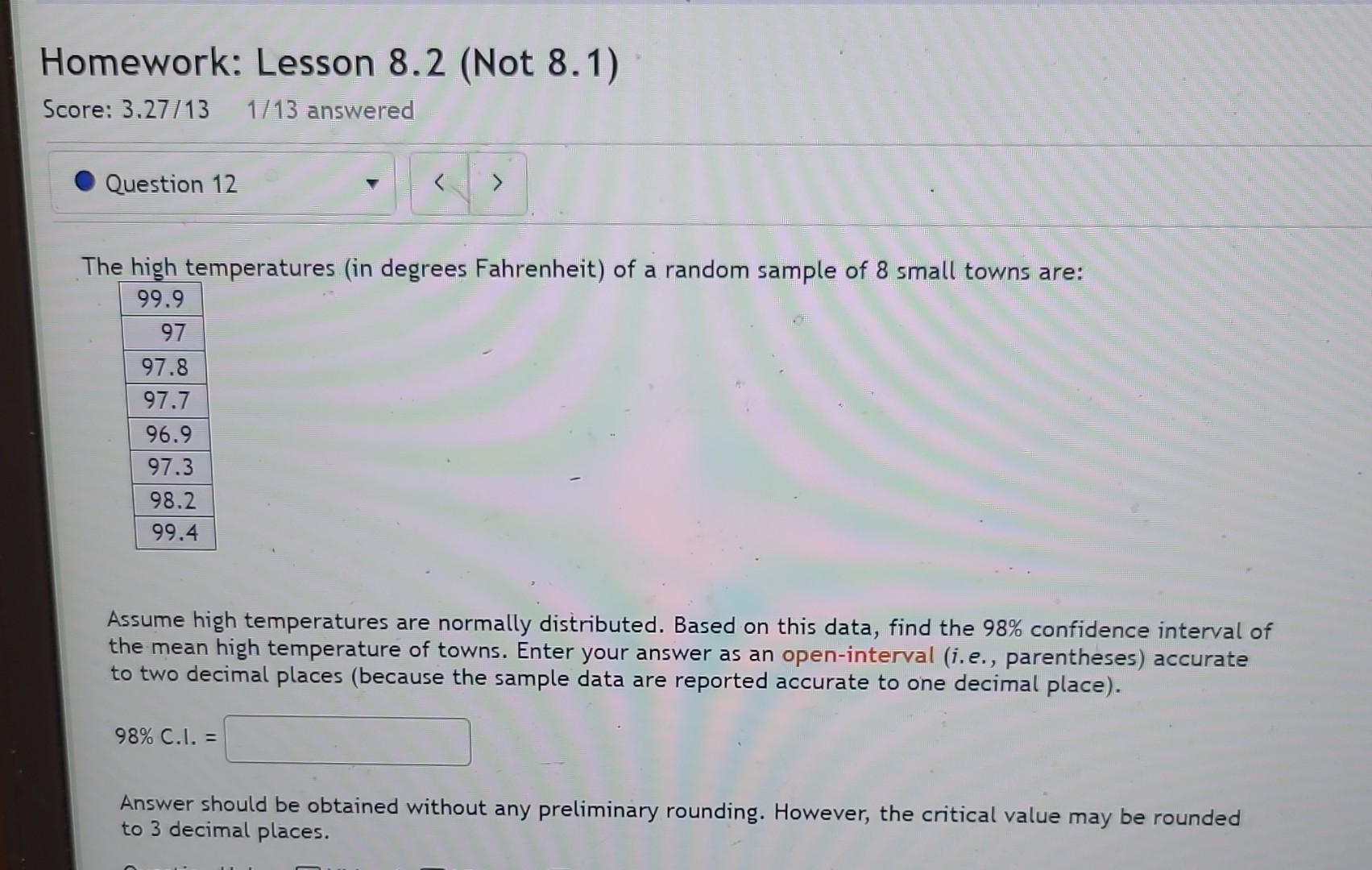 Solved The high temperatures (in degrees Fahrenheit) of a | Chegg.com