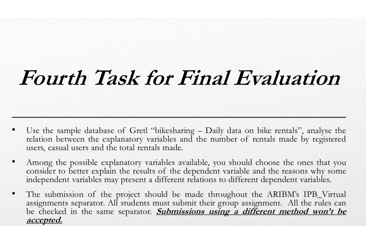 Solved Fourth Task for Final EvaluationUse the sample | Chegg.com