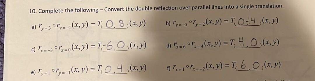 Double Reflection Rule Solved 10. Complete the following - Convert the double | Chegg.com