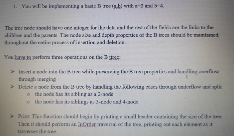 Solved class Btree: def insertion(): def deletion(): def | Chegg.com
