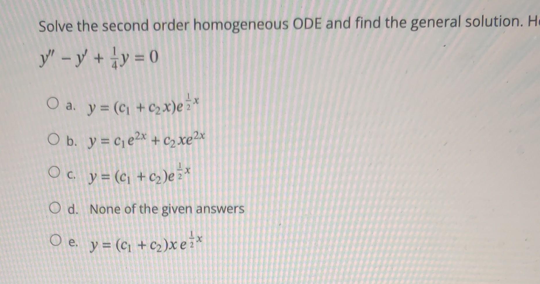 Solved Solve the second order homogeneous ODE and find the | Chegg.com
