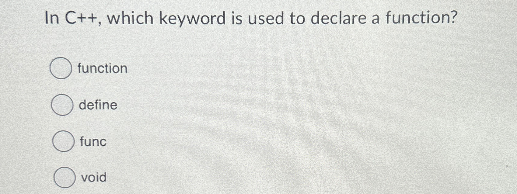 Solved In C++, ﻿which keyword is used to declare a | Chegg.com