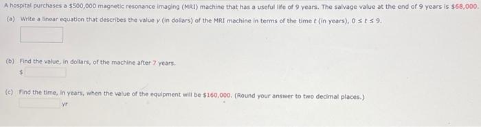 Solved A. hospital purchases a $500,000 magnetic resonance | Chegg.com