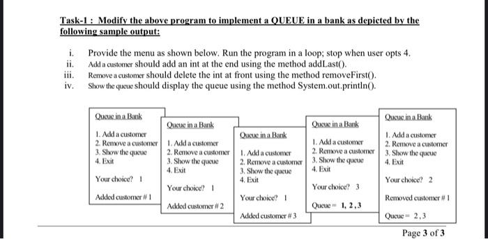Solved Task-1 : Modify the above program to implement a | Chegg.com
