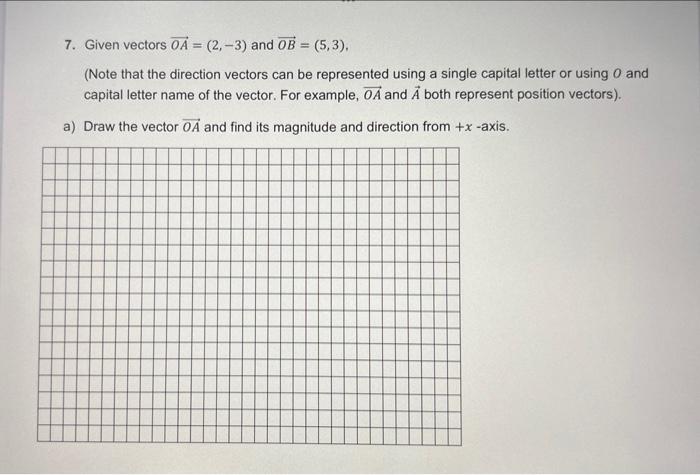 Solved 7. Given vectors OA = (2,-3) and OB = (5,3), (Note | Chegg.com