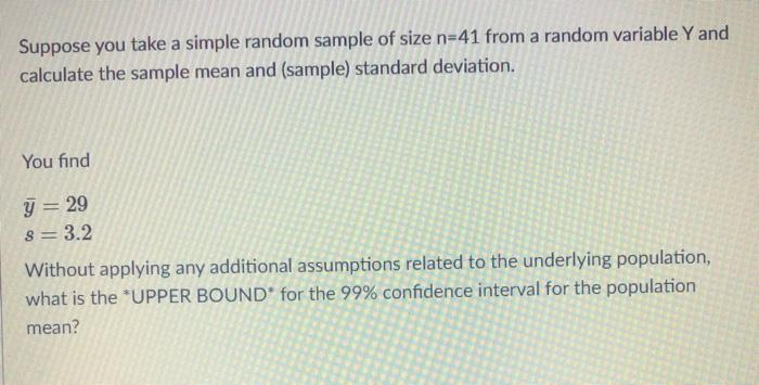 Solved Suppose you take a simple random sample of size n=41 | Chegg.com