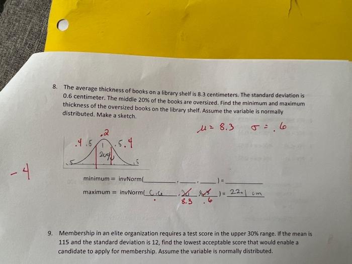 Solved 8. The average thickness of books on a library shelf