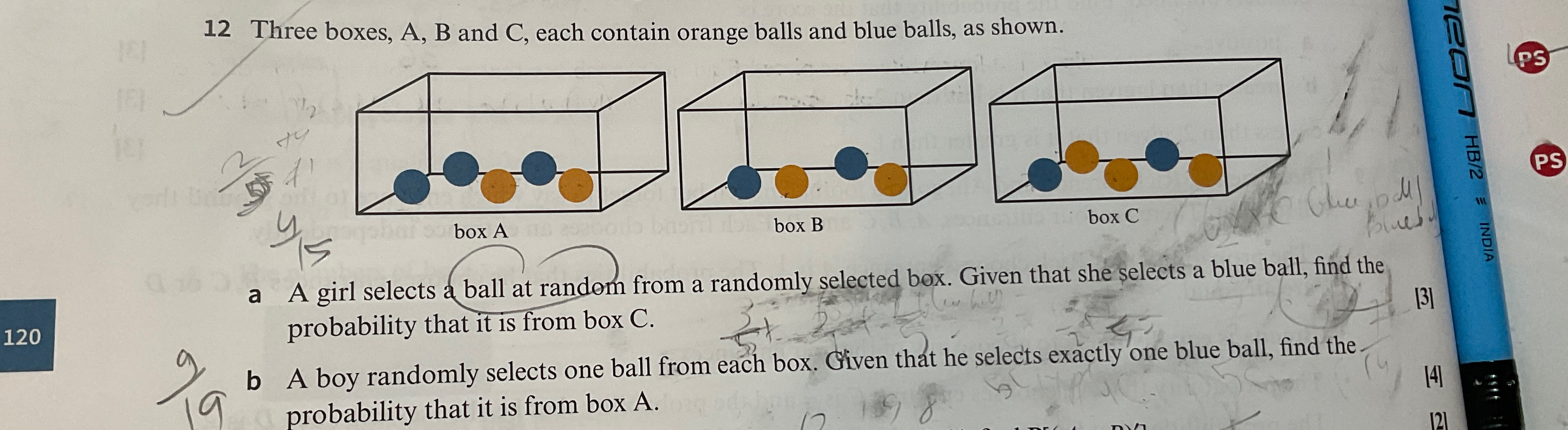 12 ﻿Three boxes, A, ﻿B and C, ﻿each contain orange