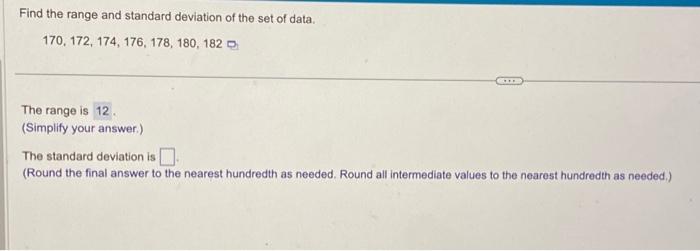 Solved Find the range and standard deviation of the set of | Chegg.com