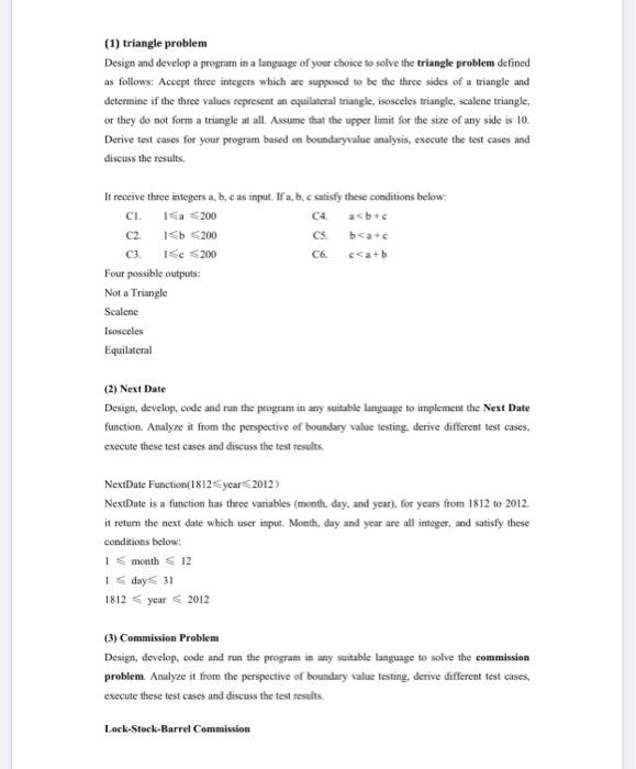 Solved (1) triangle problem Design and develop a program in | Chegg.com