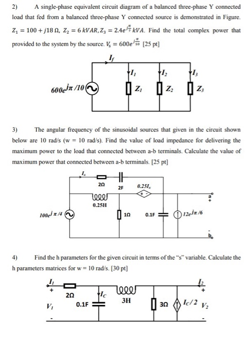 2) A singlephase equivalent circuit diagram of a