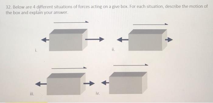 Solved 32. Below are 4 different situations of forces acting | Chegg.com