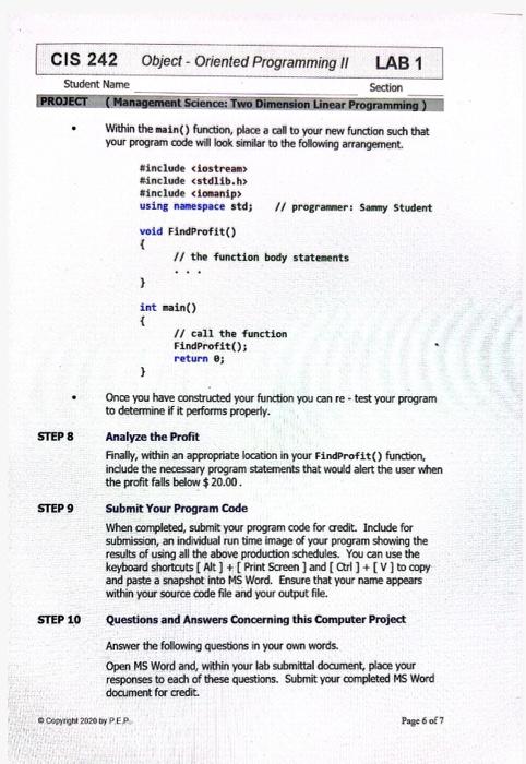 Solved Information about This Project Linear Programming is | Chegg.com
