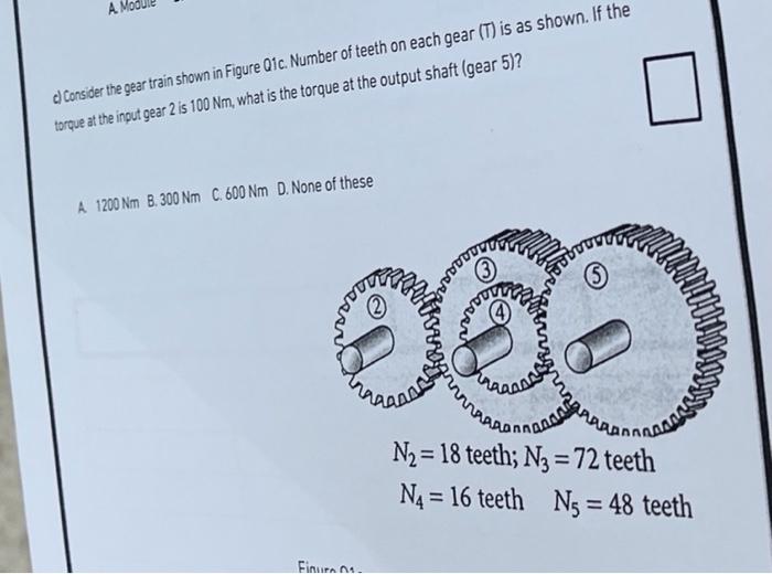 Solved dConsder the gear train shown in Figure Qic. Number | Chegg.com