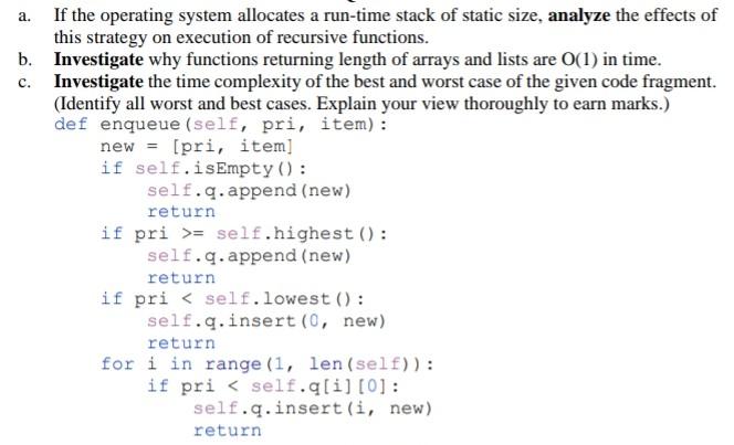 Solved a. If the operating system allocates a run-time stack | Chegg.com