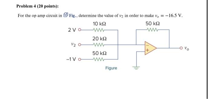 Solved For the op amp circuit in [ Fig., determine the value | Chegg.com