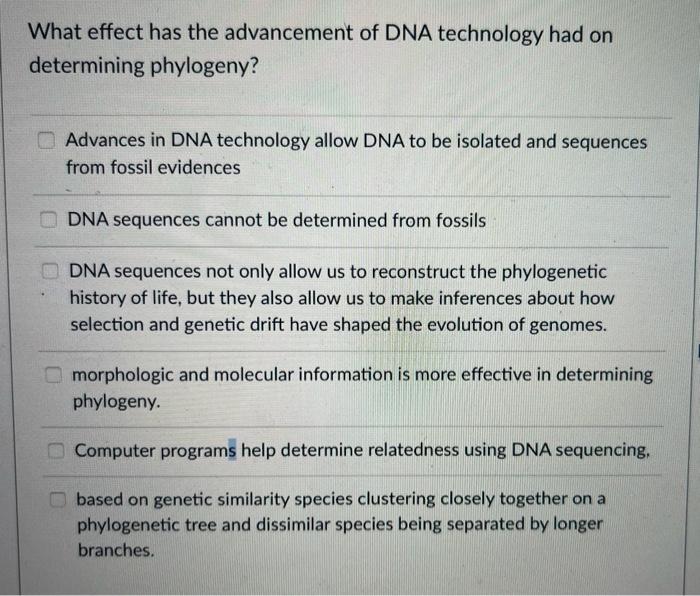 Solved What effect has the advancement of DNA technology had | Chegg.com