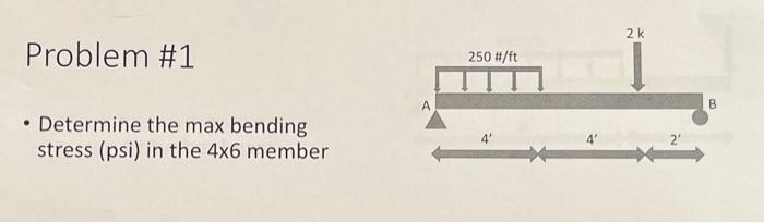 Solved - Determine the max bending stress (psi) in the 4×6 | Chegg.com