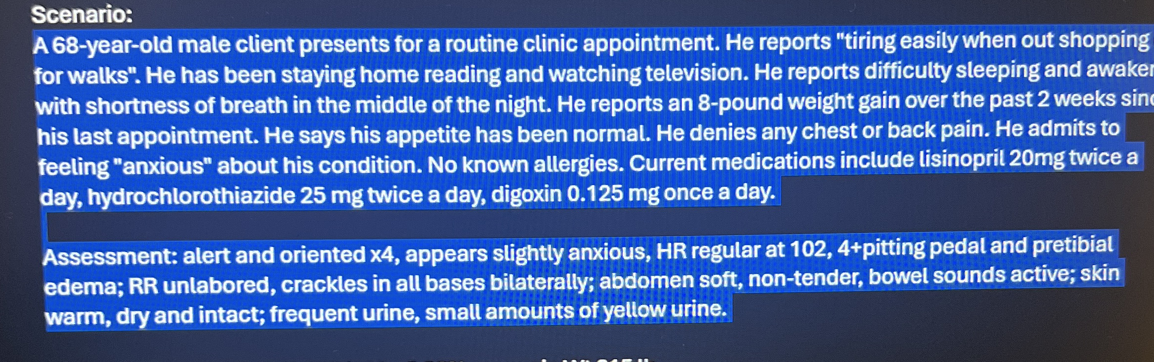 Solved ScenarioA 68yearold male client presents for a