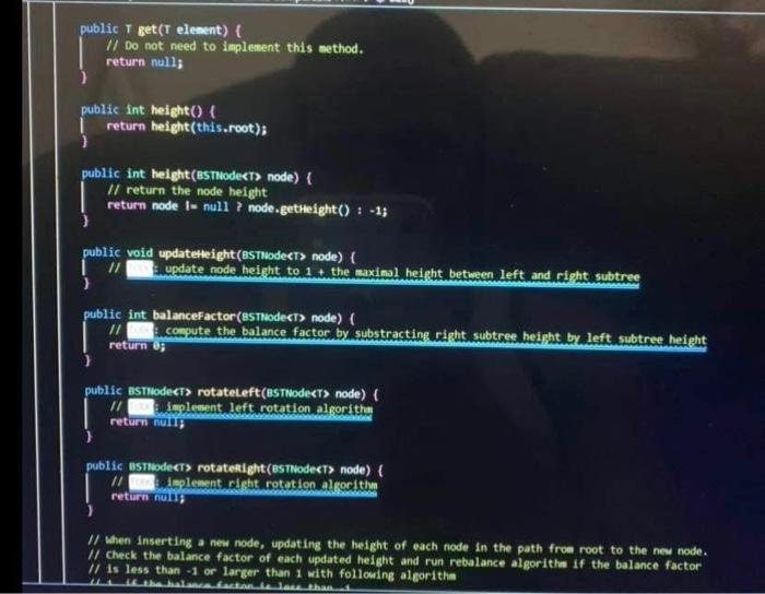 Solved Please help me solve the to-do's in AVLTree which | Chegg.com