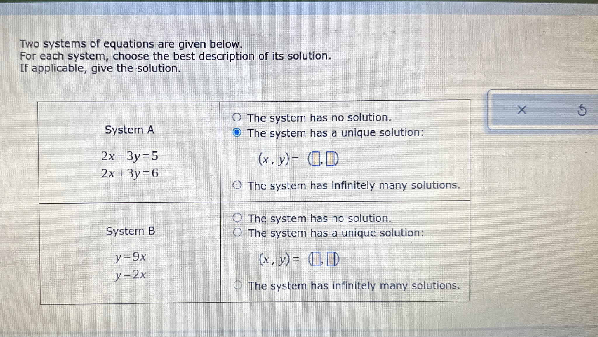 Solved Two Systems Of Equations Are Given Below For Each